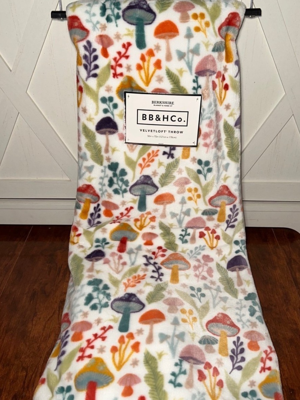 Berkshire Colorful Mushroom & Floral Plush Throw Blanket